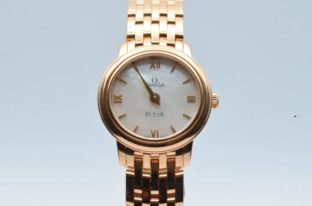 OMEGA DE VILLE PRESTIGE QUARTZ WOMEN'S RARE VINTAGE 27MM 18K GOLD 424.50.27