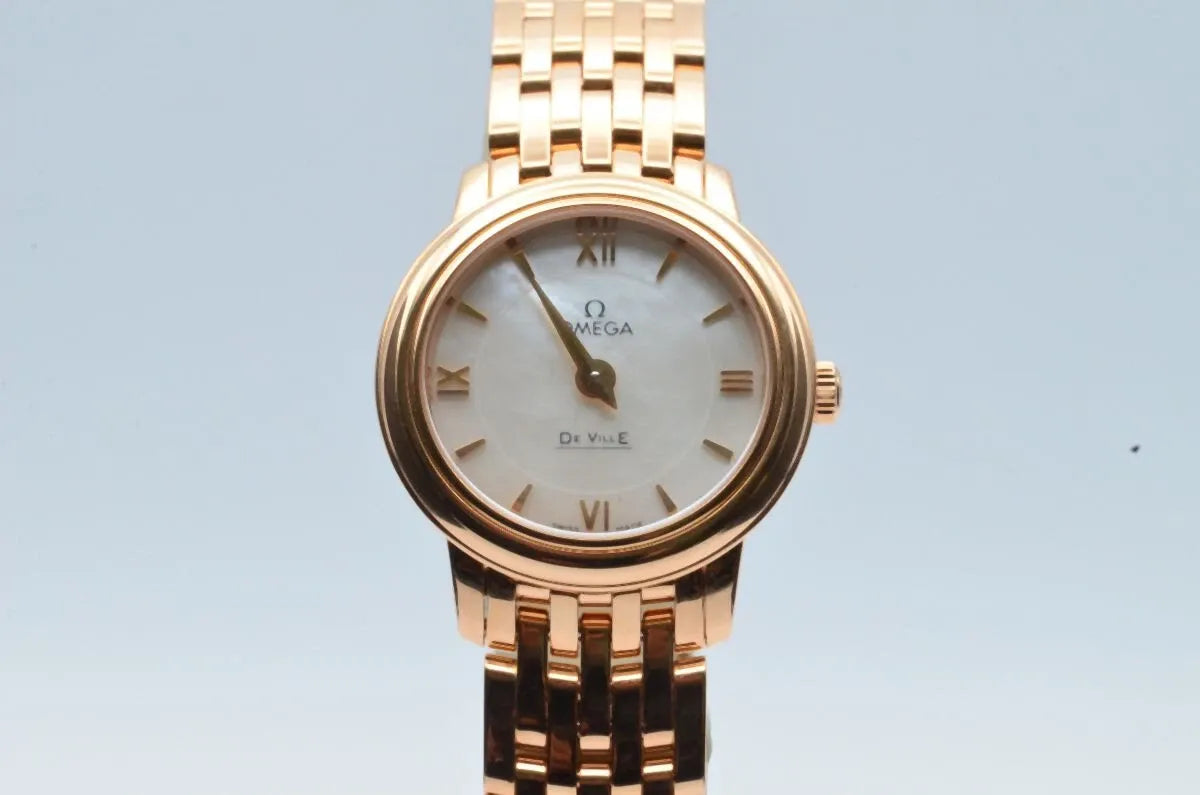 OMEGA DE VILLE PRESTIGE QUARTZ WOMEN'S RARE VINTAGE 27MM 18K GOLD 424.50.27