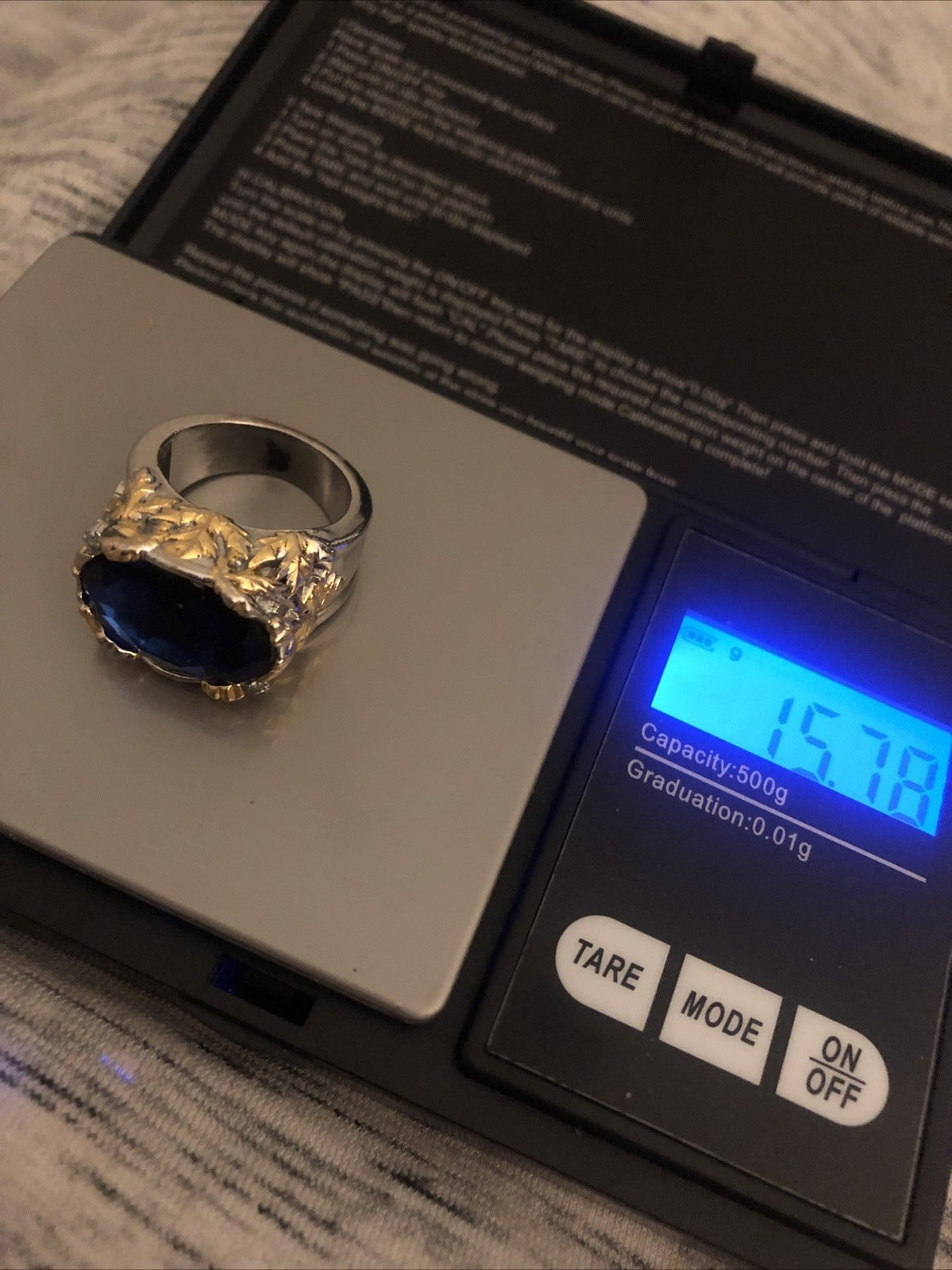 Antique Sapphire, Silver and Gold Petal Ring