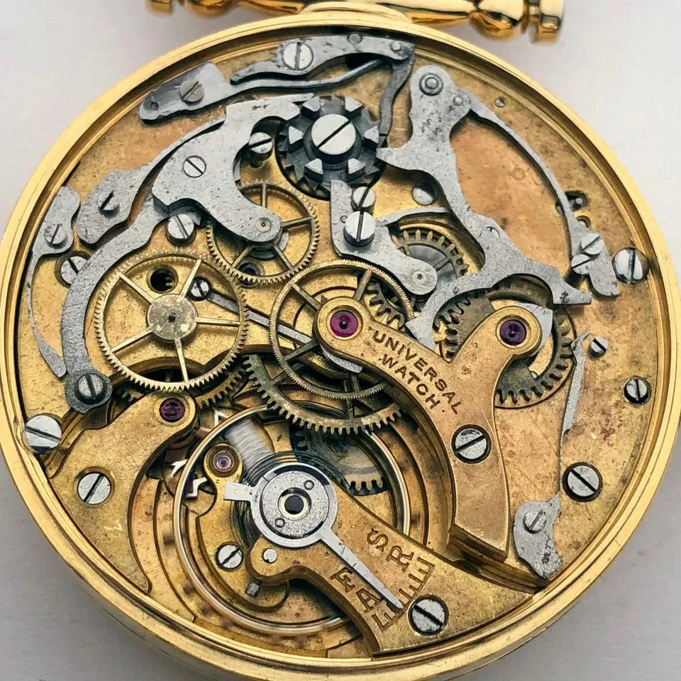 Rare VINTAGE Swiss Mechanical UNIVERSAL Gilded Chronograph Wristwatch Marriage-