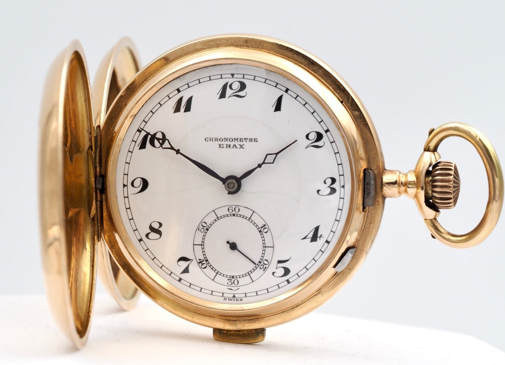 ERAX Swiss Quarter Repeater Pocket Watch, 14K Gold, 88.12g, 3-Cover
