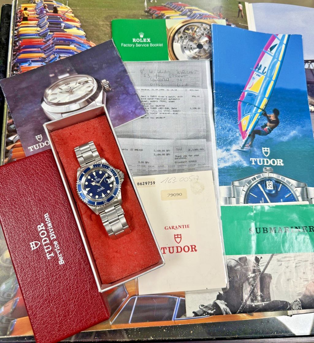 Men's Tudor Submariner 79090 blue - vintage 1990s - 40 mm - Tudor box + papers