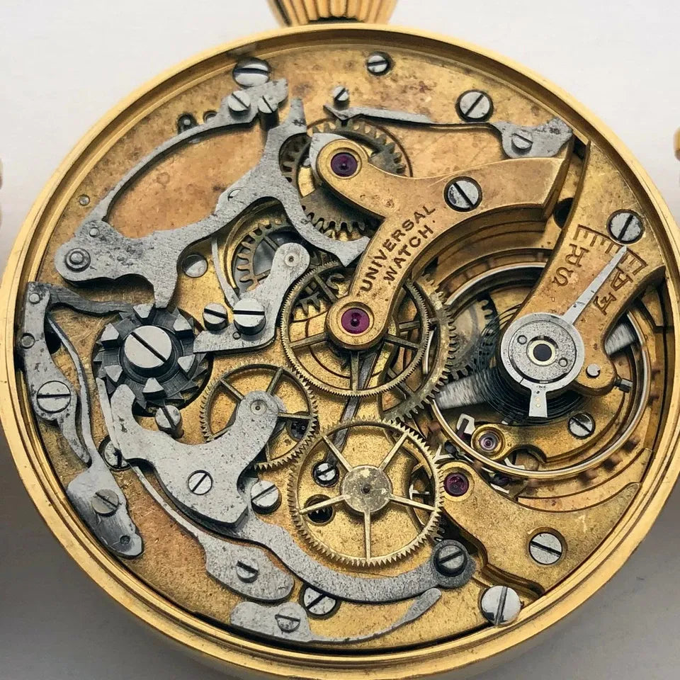 Rare VINTAGE Swiss Mechanical UNIVERSAL Gilded Chronograph Wristwatch Marriage-