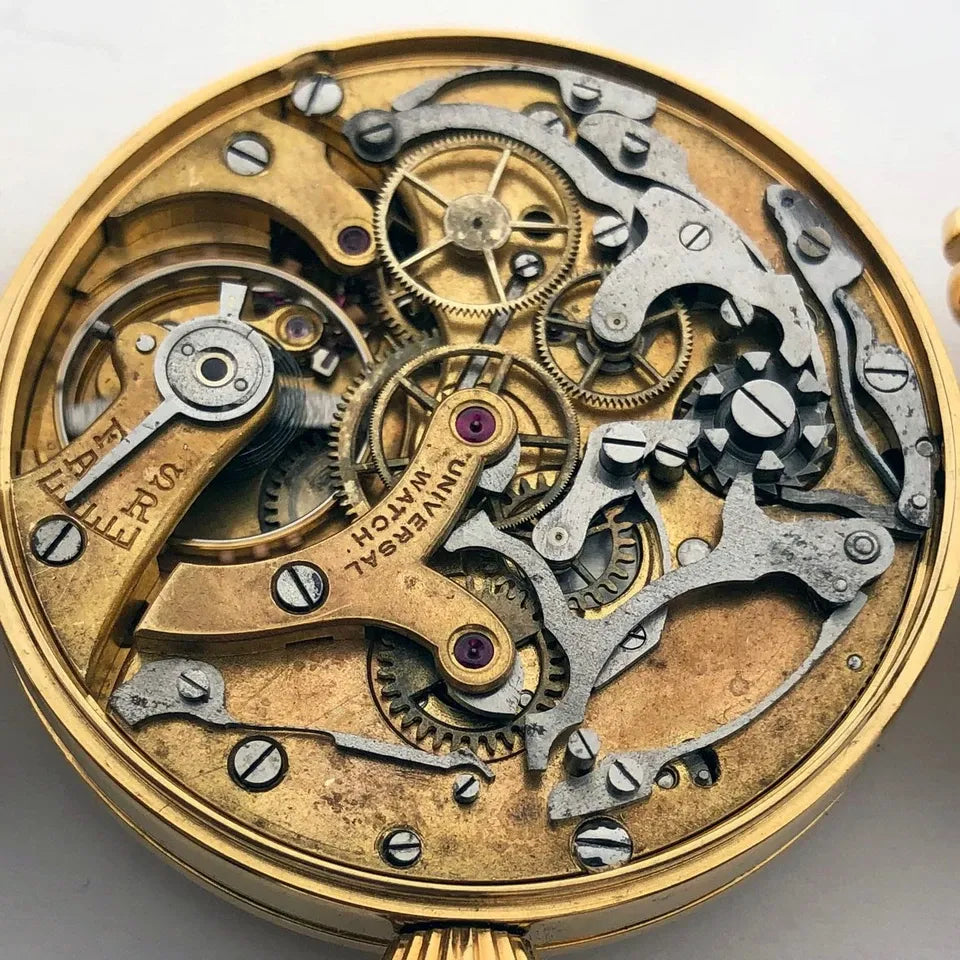 Rare VINTAGE Swiss Mechanical UNIVERSAL Gilded Chronograph Wristwatch Marriage-