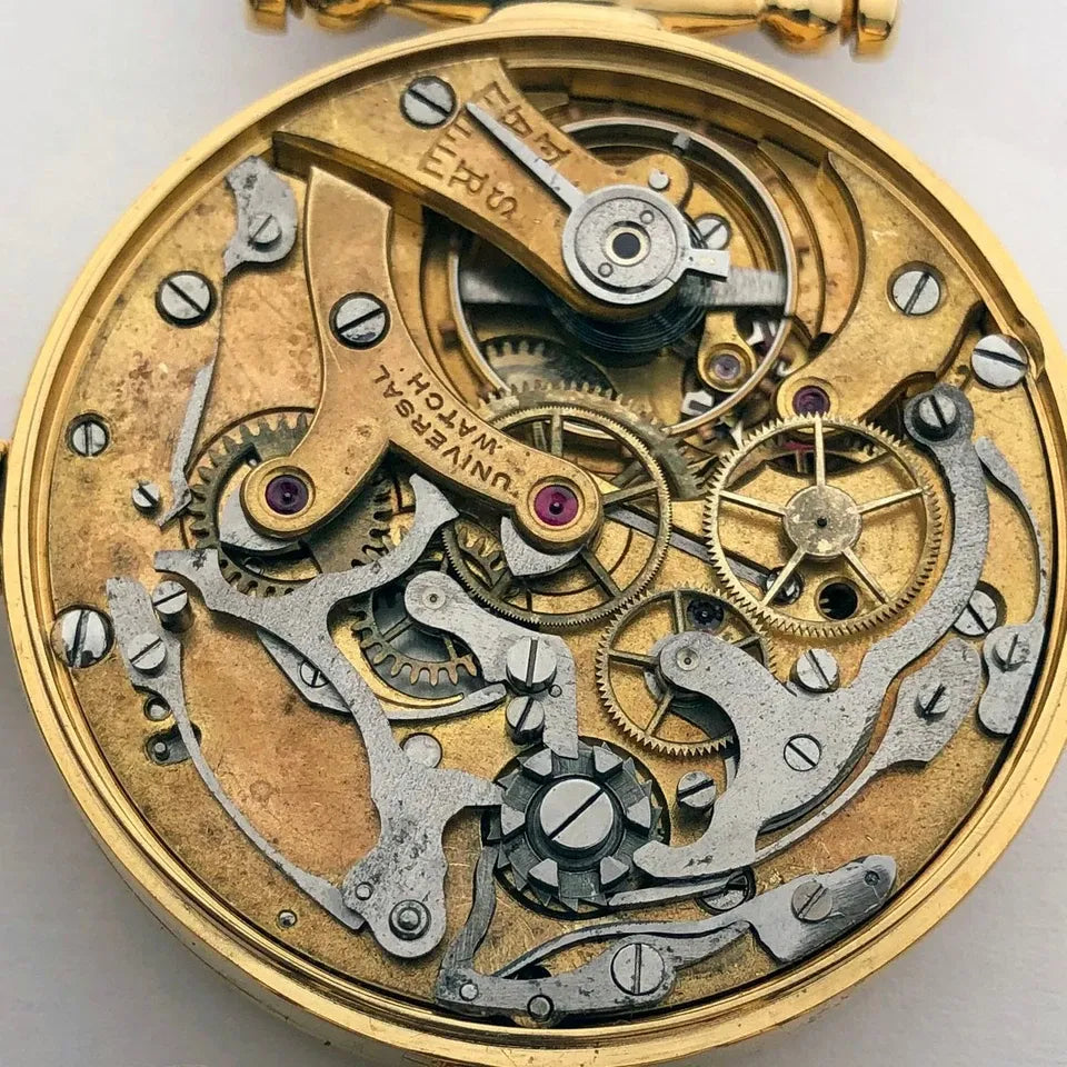 Rare VINTAGE Swiss Mechanical UNIVERSAL Gilded Chronograph Wristwatch Marriage-