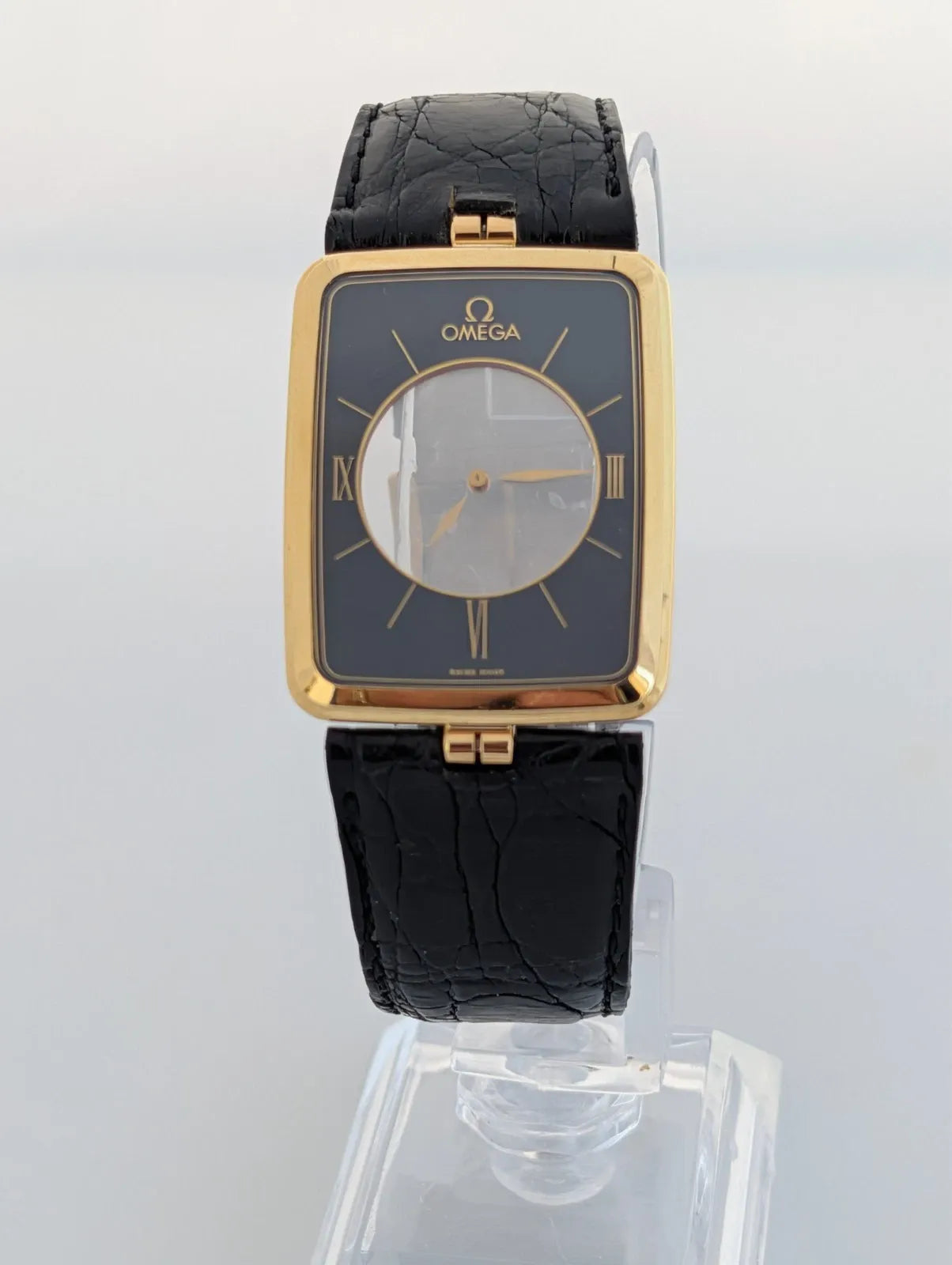 RARE OMEGA LA MAGIQUE SCARFACE 18K YELLOW GOLD QUARTZ WATCH 191.8523