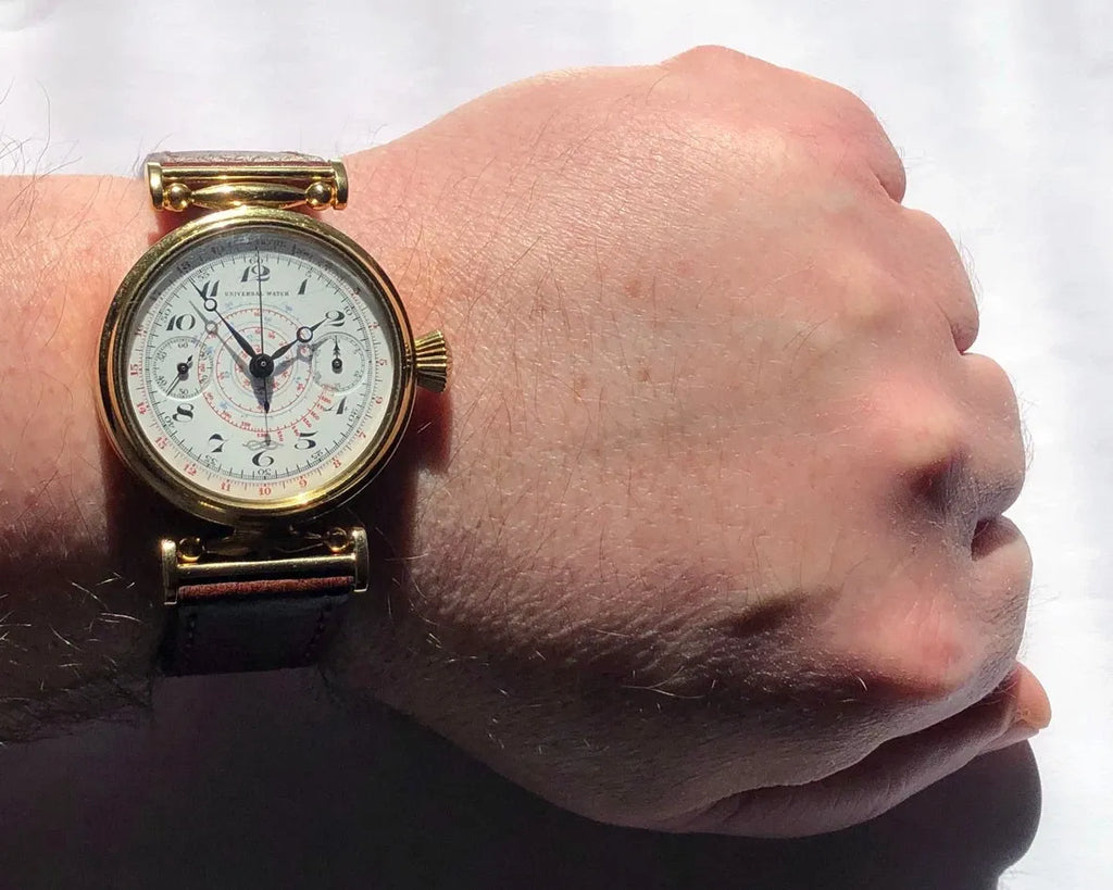 Rare VINTAGE Swiss Mechanical UNIVERSAL Gilded Chronograph Wristwatch Marriage-