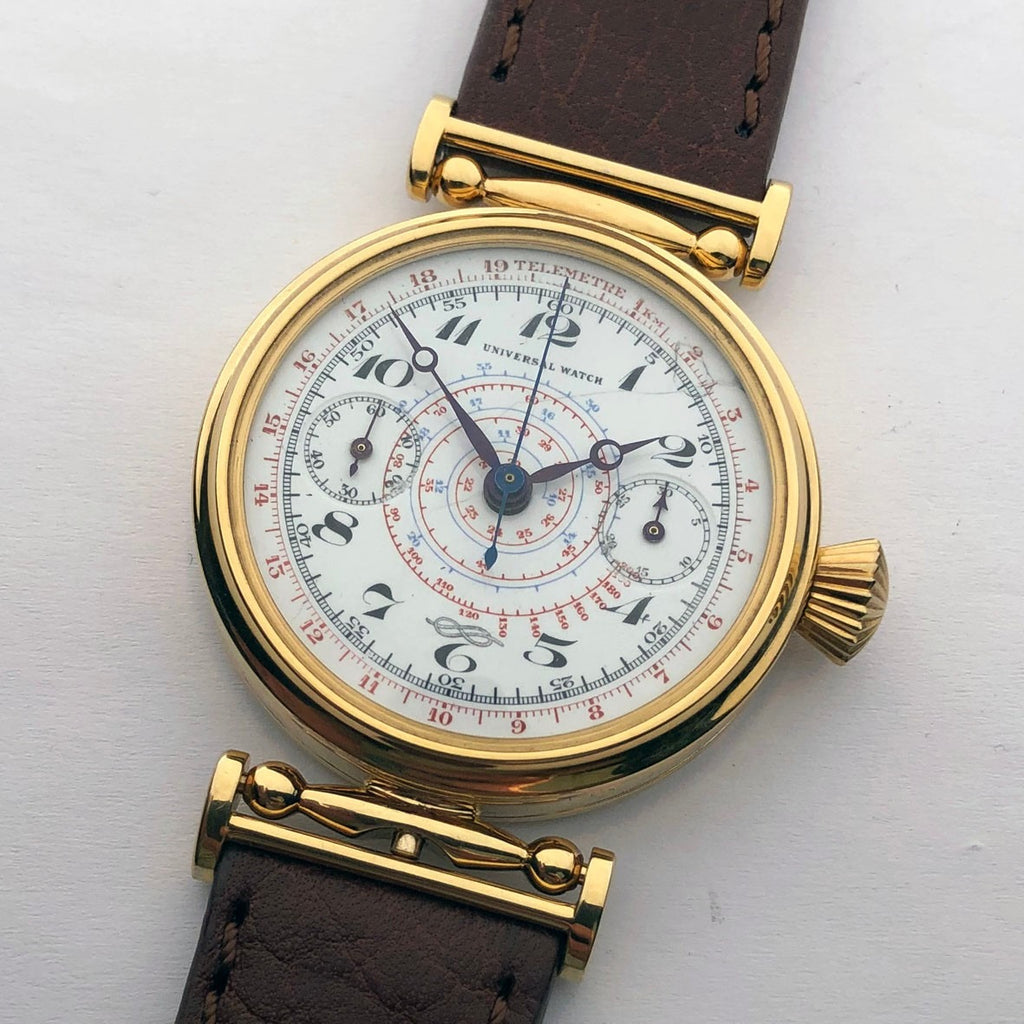 Rare VINTAGE Swiss Mechanical UNIVERSAL Gilded Chronograph Wristwatch Marriage-