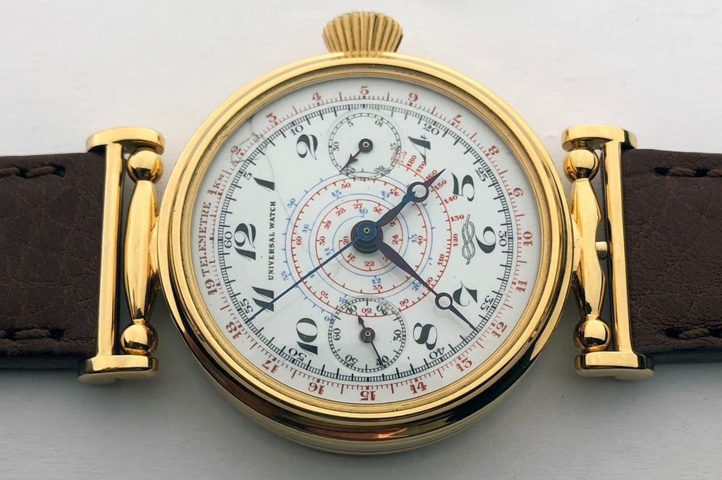 Rare VINTAGE Swiss Mechanical UNIVERSAL Gilded Chronograph Wristwatch Marriage-