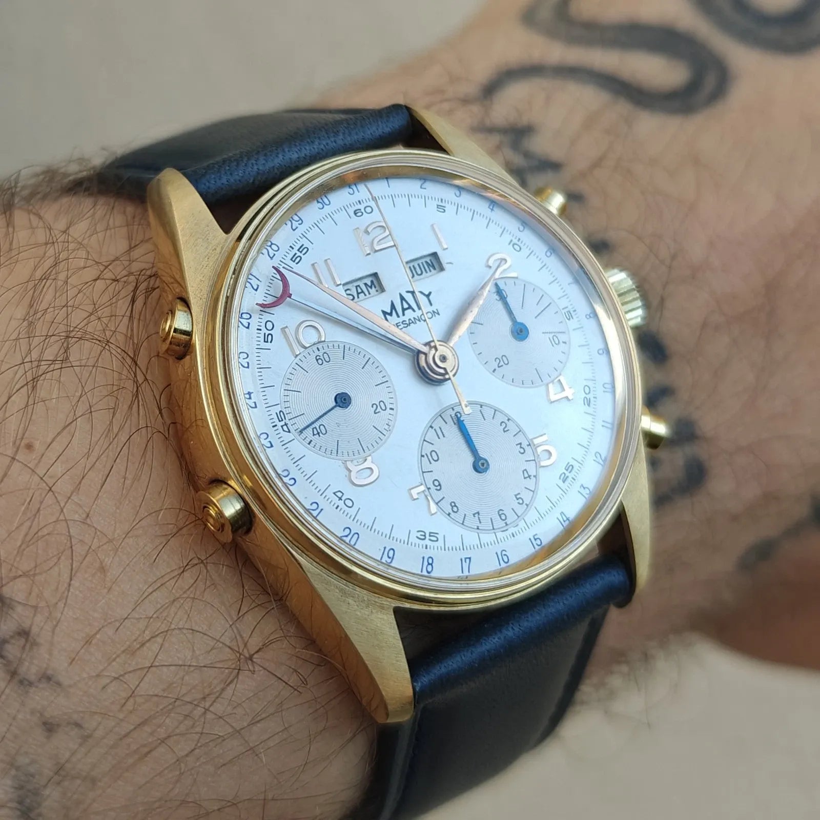 Maty Valjoux 72C Gold Plated Perfect Condition