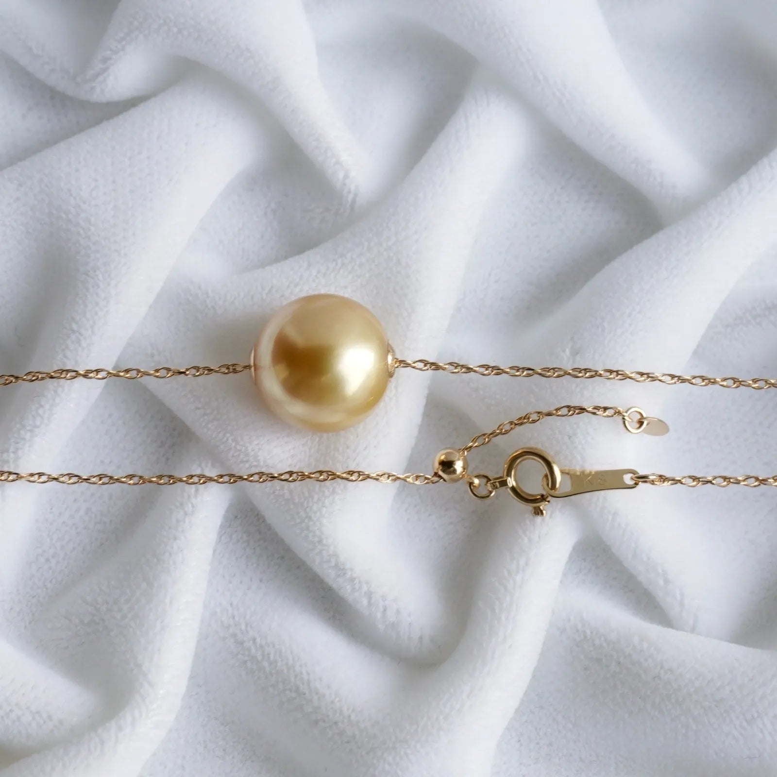 18k Yellow Gold 11.6mm South Sea Golden Pearl Pendant Necklace, reg...