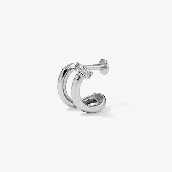 Piercing Or blanc massif 14 carats, boucle d'oreille simple