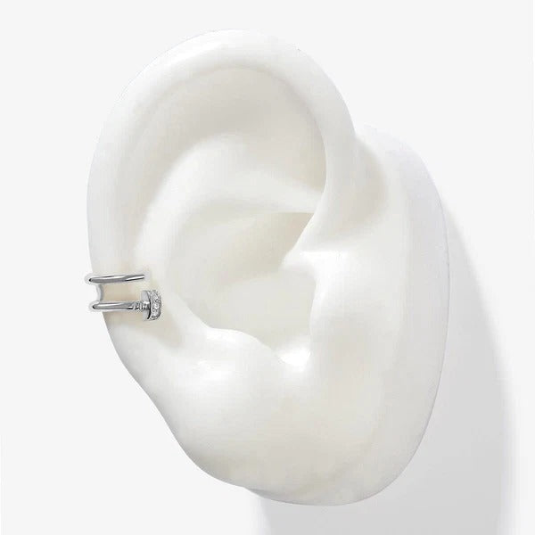 Piercing Or blanc massif 14 carats, boucle d'oreille simple