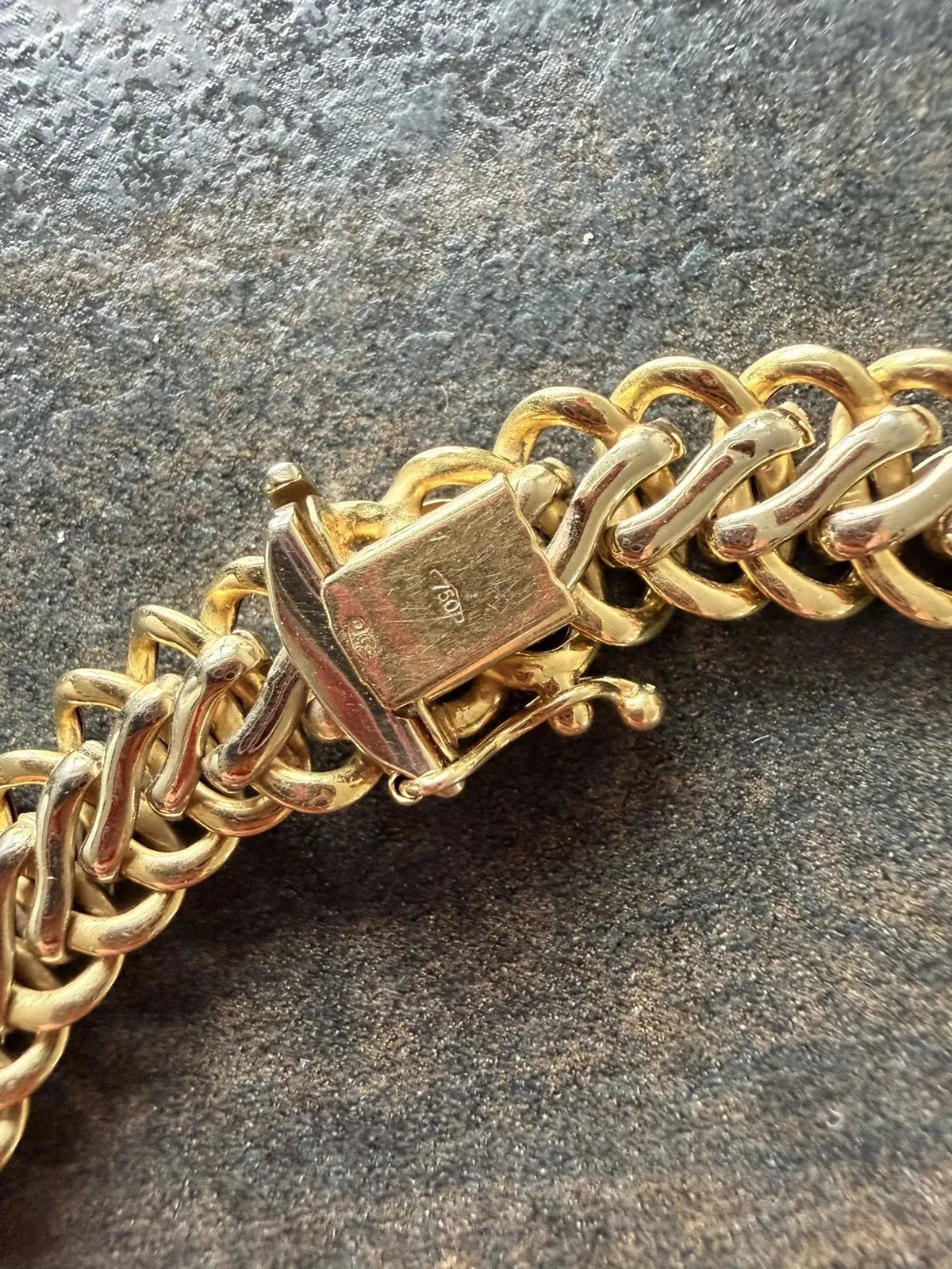 GAREL Paris 18K 750 Gold Necklace Two-Tone Braided Mesh Vintage 34.9 g