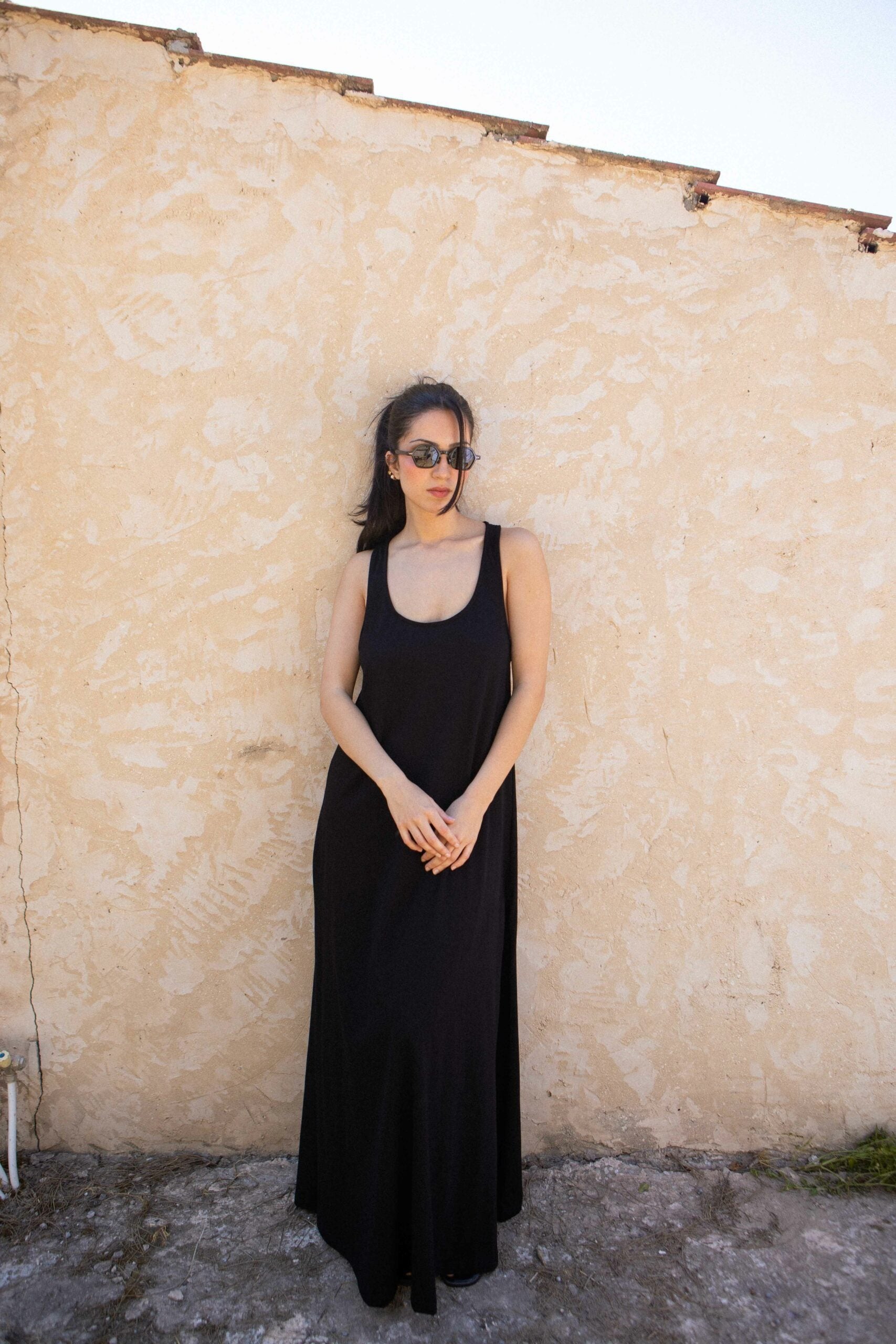 Maxi cotton racerback tank dress