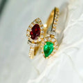 1.08ct Natural Diamond 14k Double Hallmarked Yellow Gold Ruby Emerald Wedding Ring