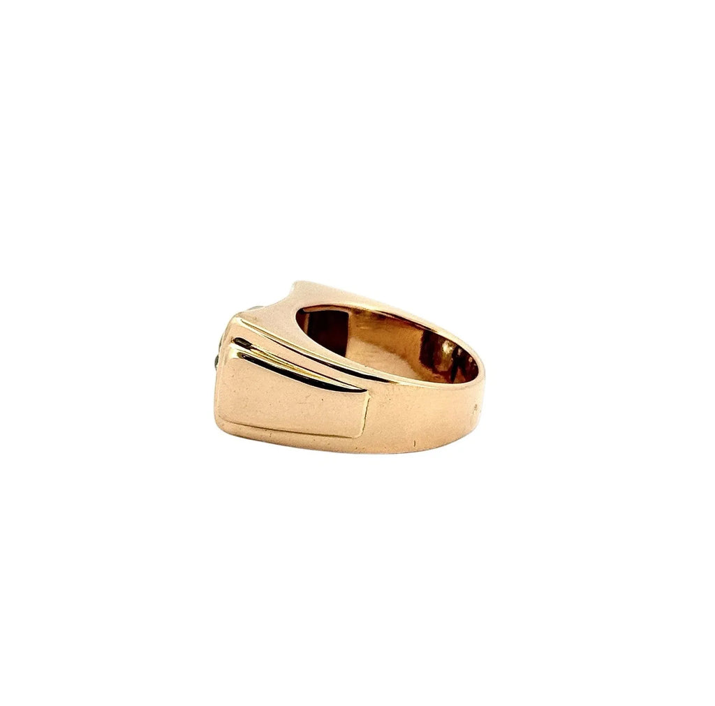 Antique Tank Ring in 18K Rose and White Gold and Diamonds Size 52