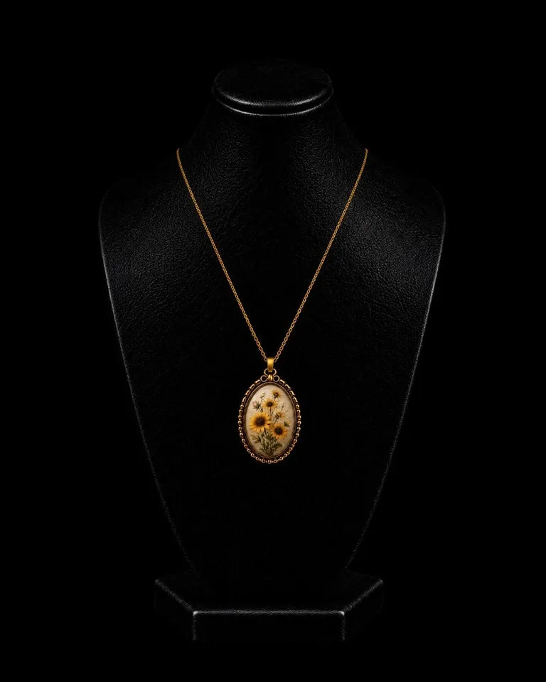 Women's 18K Gold Plated Necklace - Yellow Flower Pendant - Jewelry