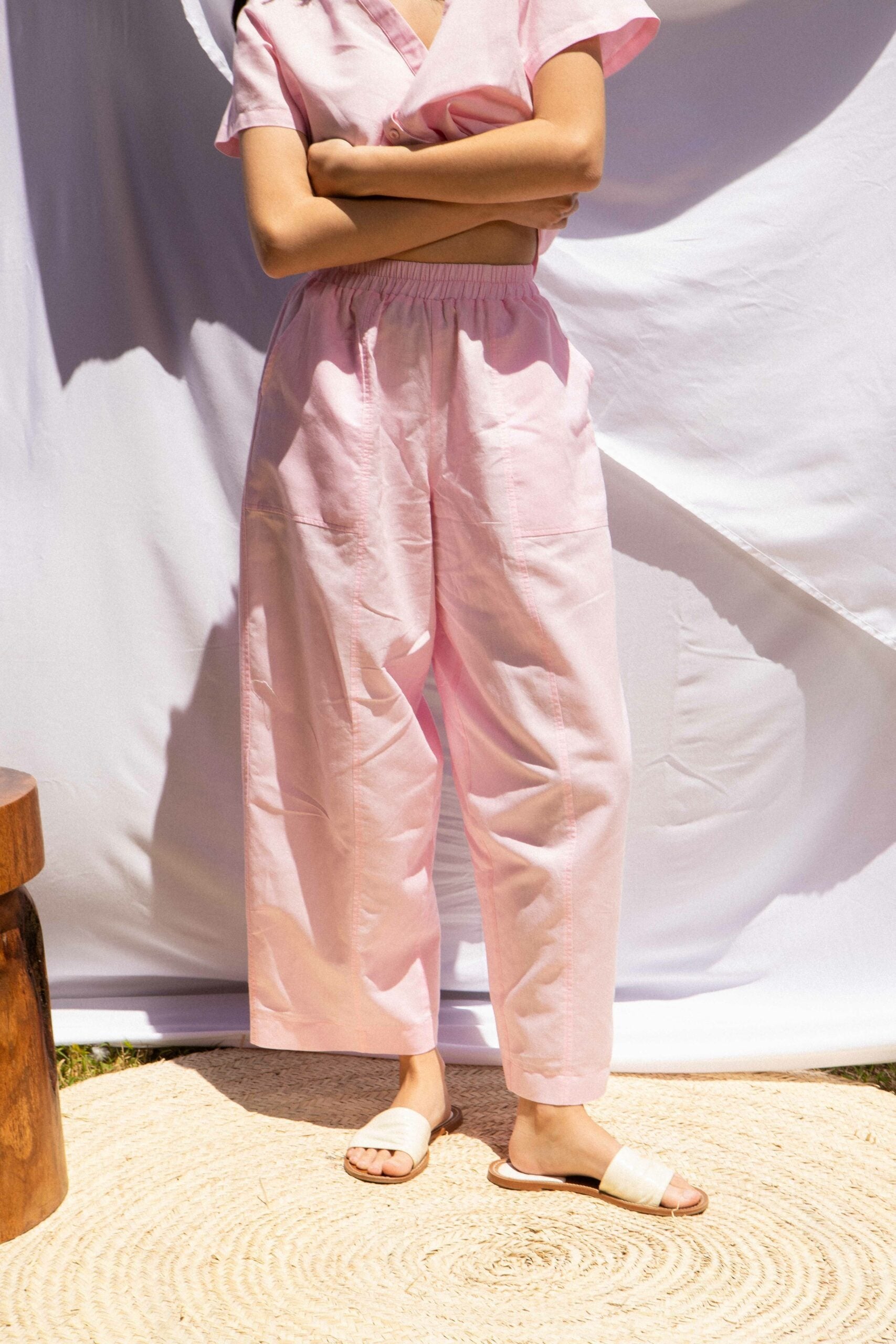 Ensemble lin chemise et pantalon wide leg