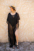 Maxi crochet beach dress, round neck