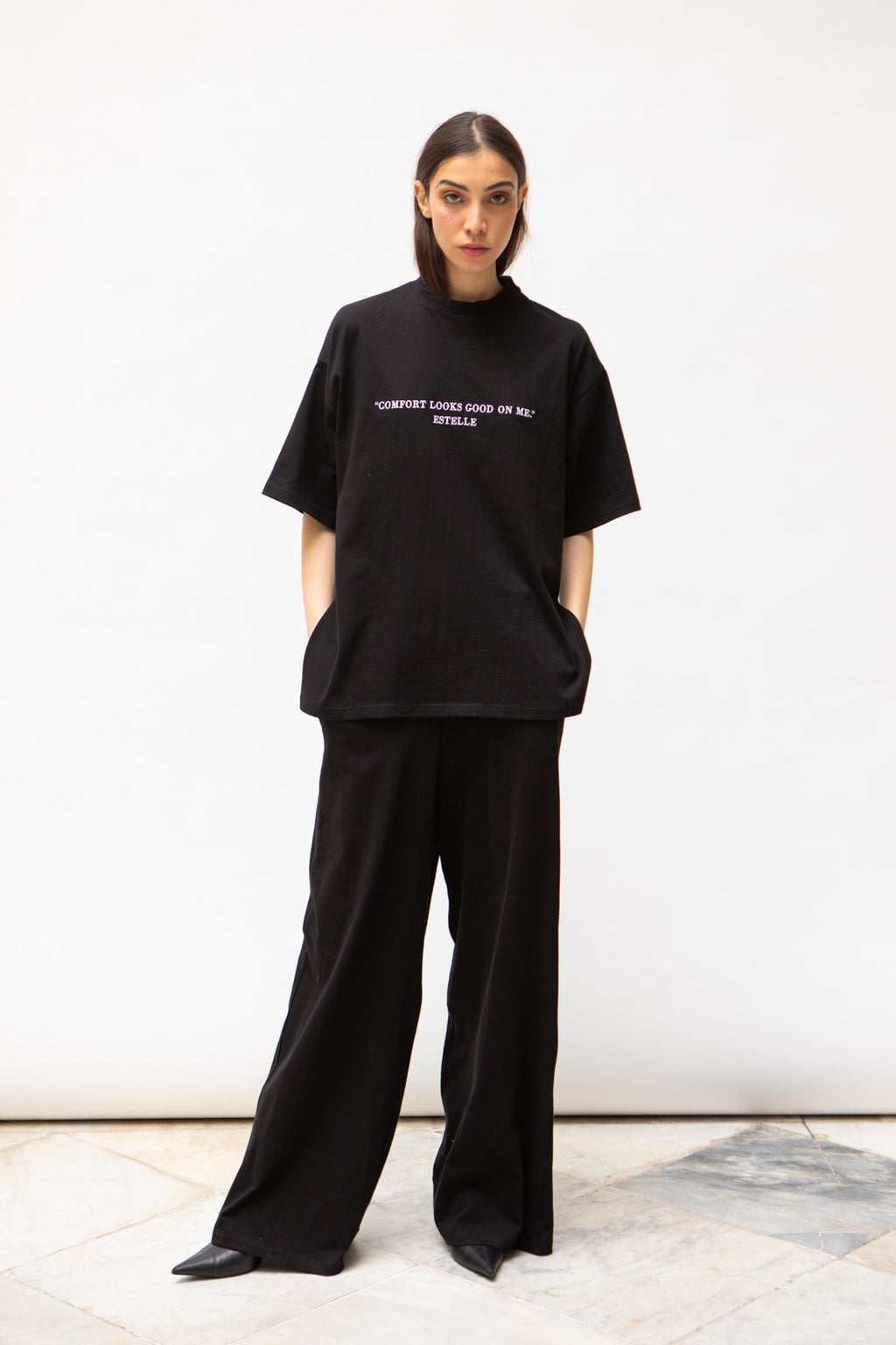 Ensemble T-shirt oversize brodé + pantalon