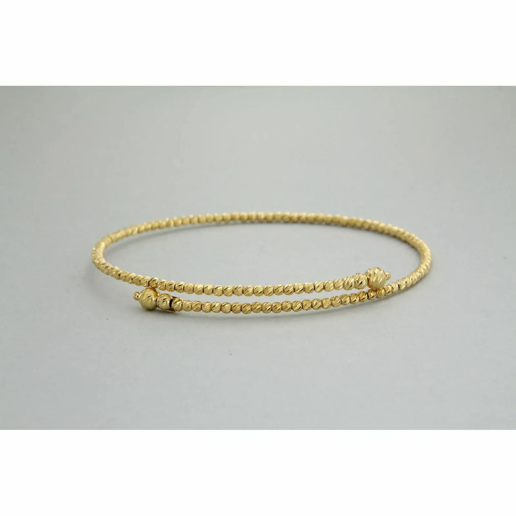 Women's 18K Yellow Gold 750 Italian Diamond-Cut Cuff Bracelet