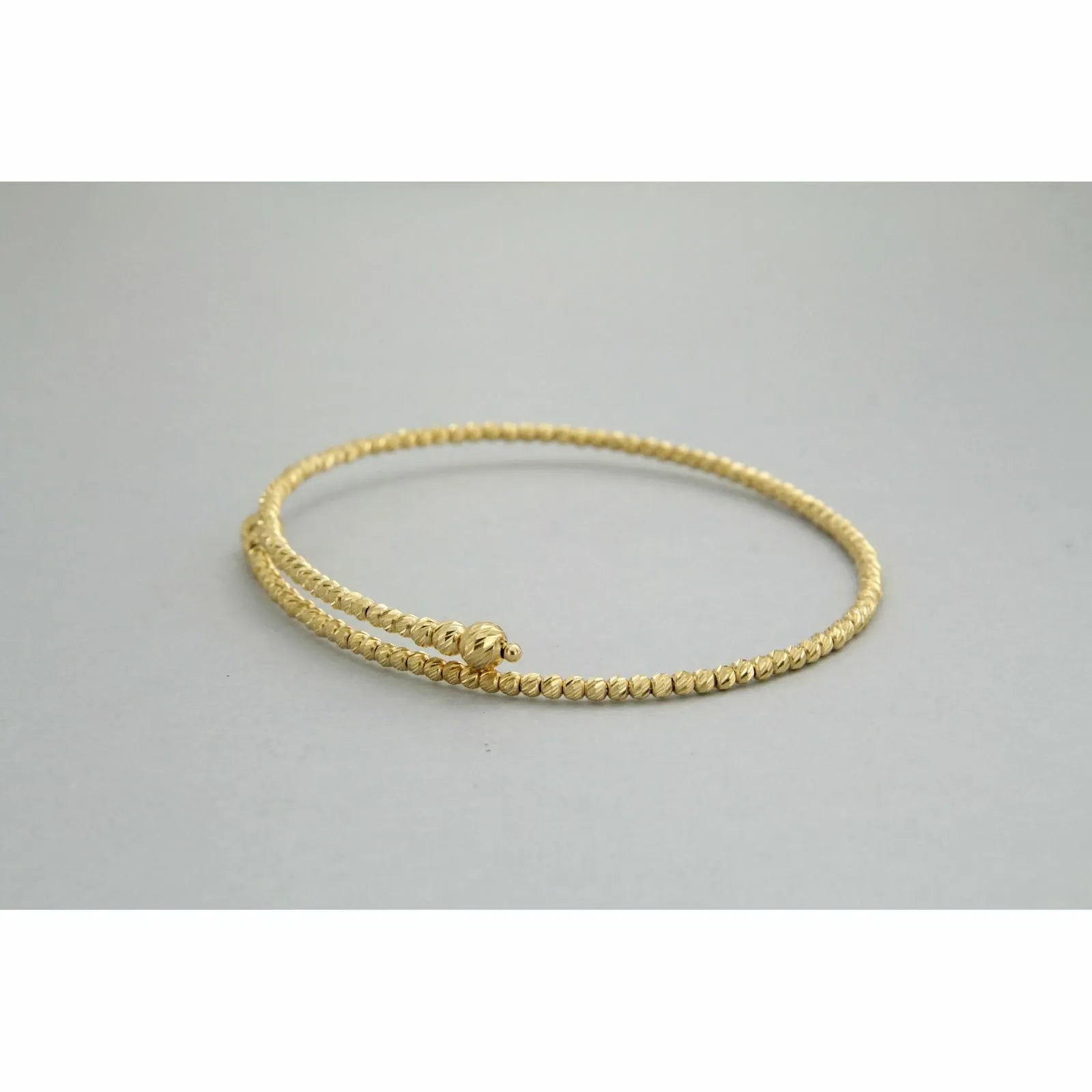 Women's 18K Yellow Gold 750 Italian Diamond-Cut Cuff Bracelet
