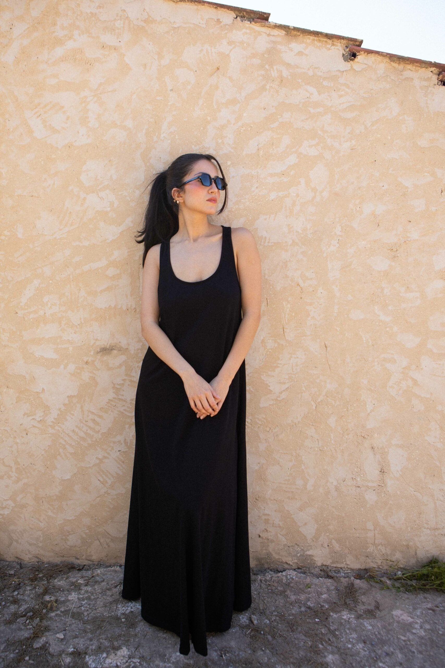 Maxi cotton racerback tank dress