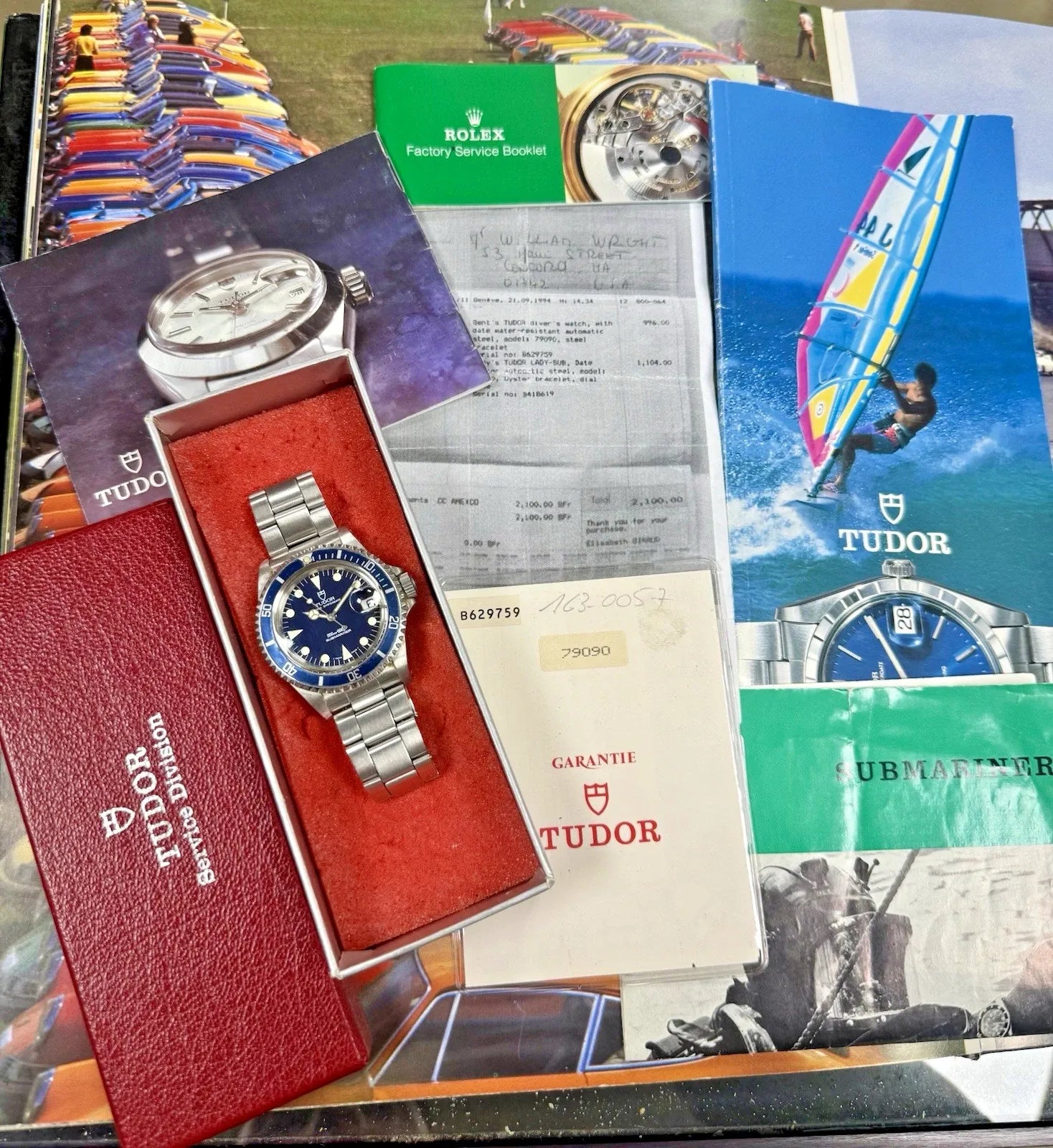 Men's Tudor Submariner 79090 blue - vintage 1990s - 40 mm - Tudor box + papers
