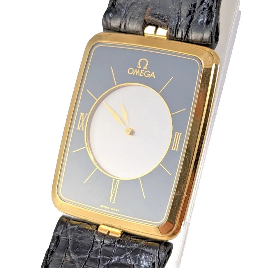 RARE OMEGA LA MAGIQUE SCARFACE 18K YELLOW GOLD QUARTZ WATCH 191.8523