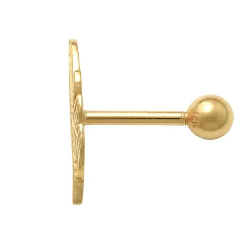 14K Solid Leaf Shape Nose/Ear Piercings Summer Jewelry For Women