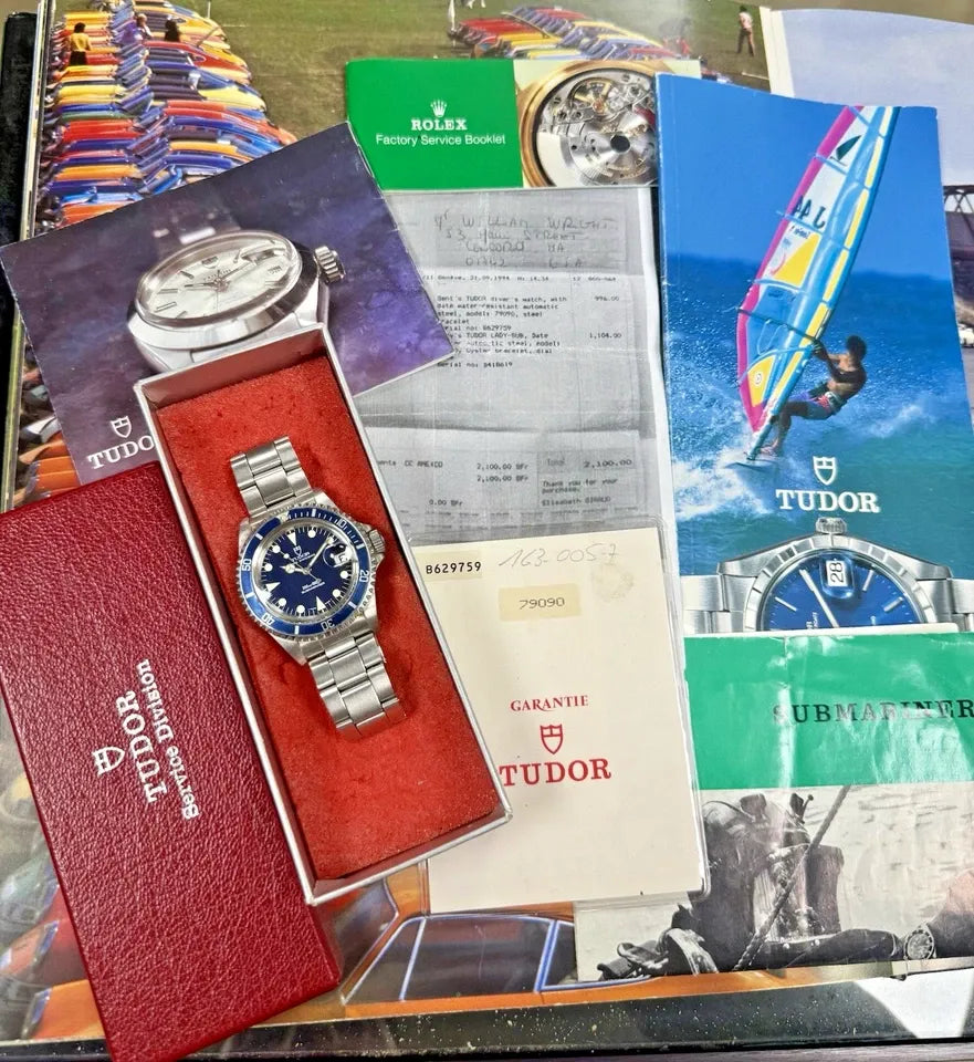 Men's Tudor Submariner 79090 blue - vintage 1990s - 40 mm - Tudor box + papers