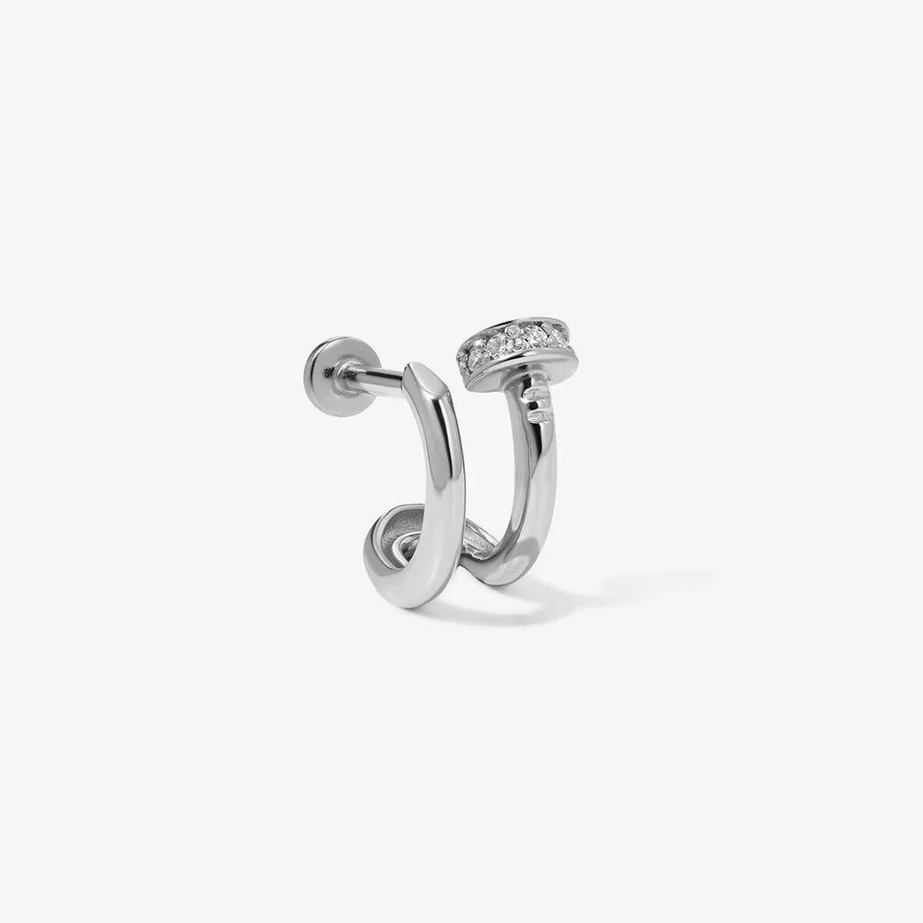 Piercing Or blanc massif 14 carats, boucle d'oreille simple
