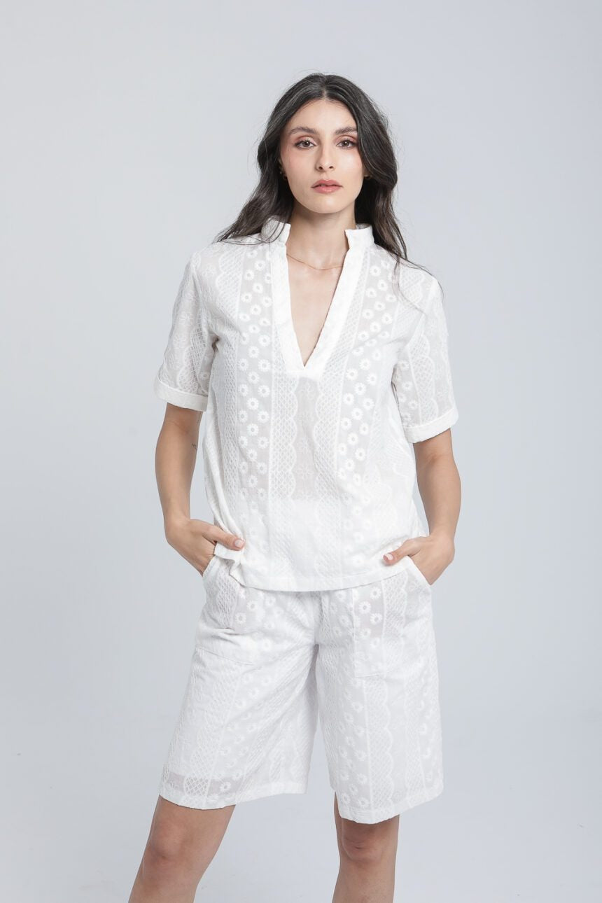 Bermuda en broderie anglaise
