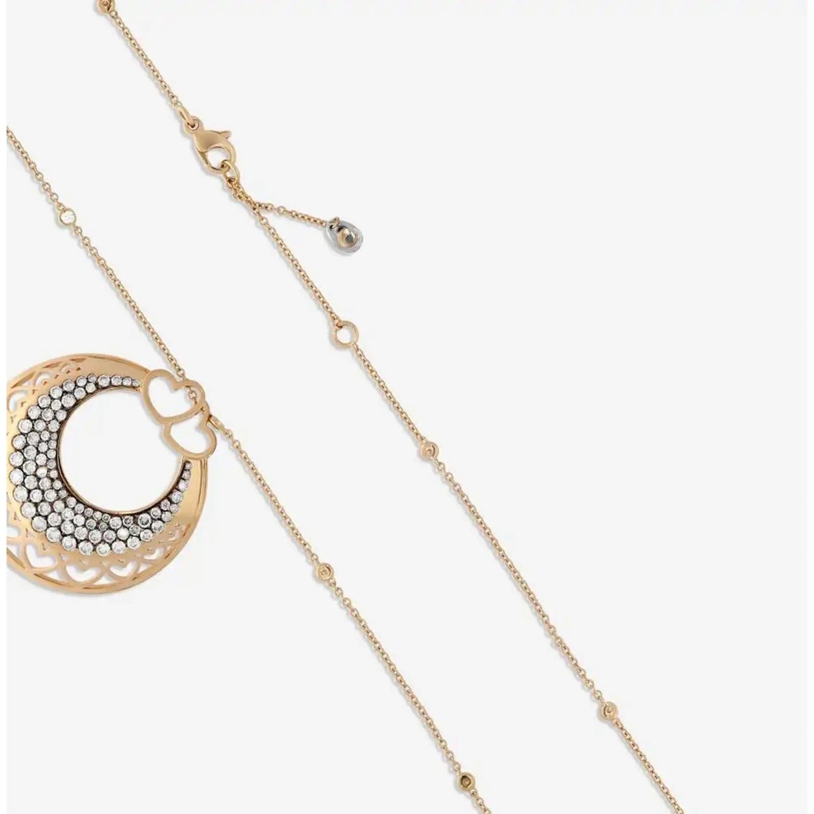 Crivelli Ricami 18k rose gold heart pendant necklace with white and brown diamonds