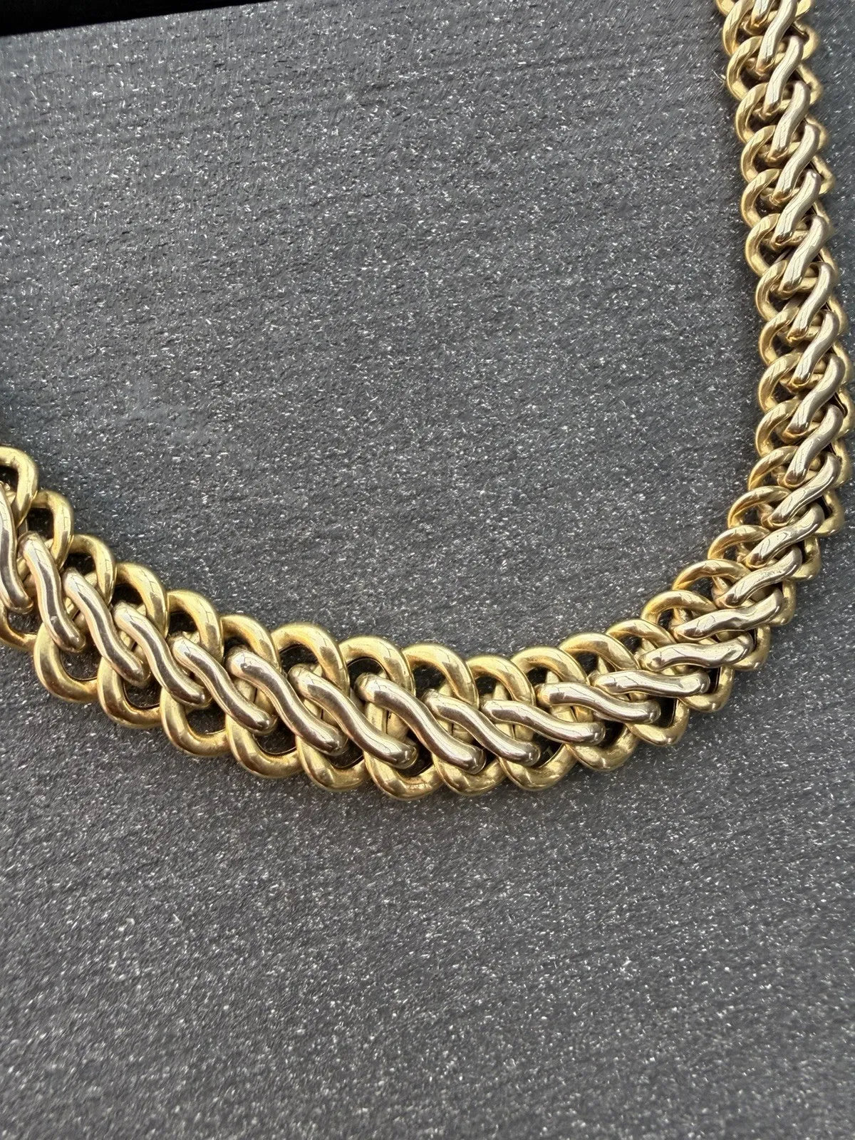GAREL Paris 18K 750 Gold Necklace Two-Tone Braided Mesh Vintage 34.9 g