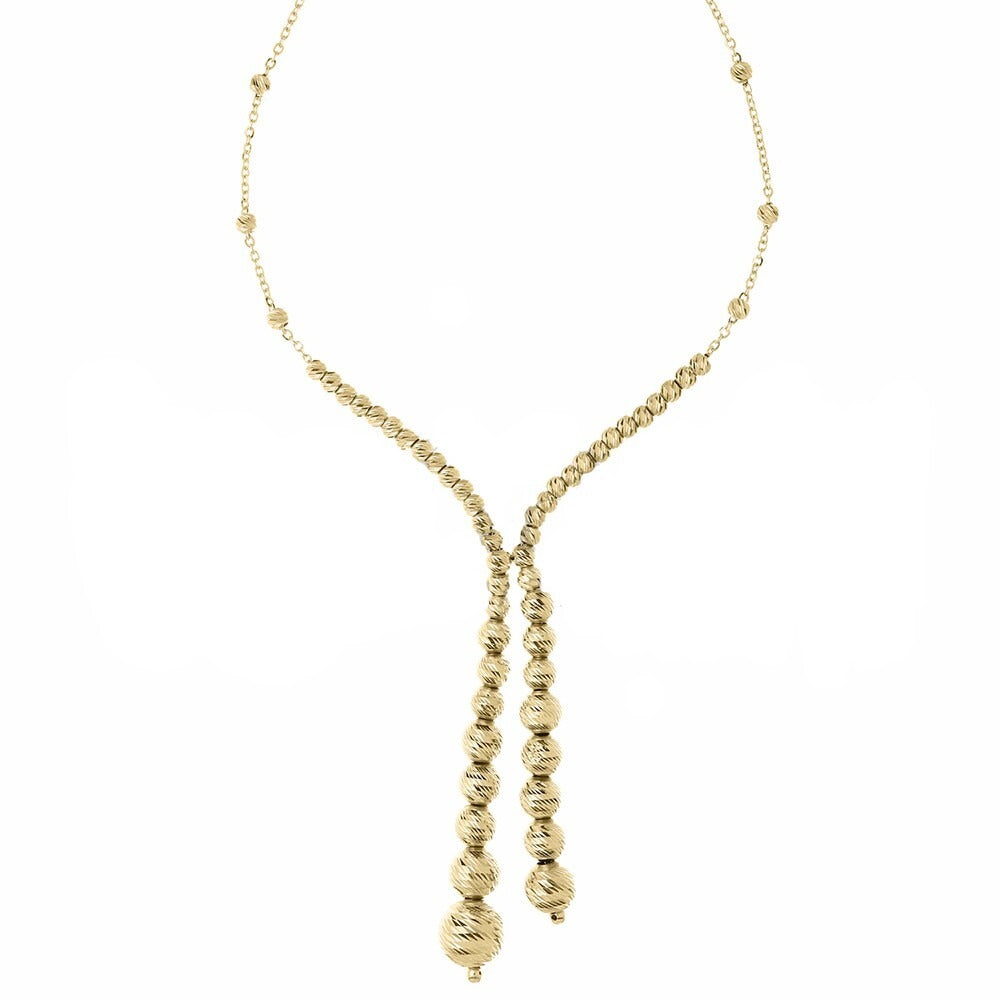 Women's 18K Yellow Gold Necklace with Diamond-Cut Beads