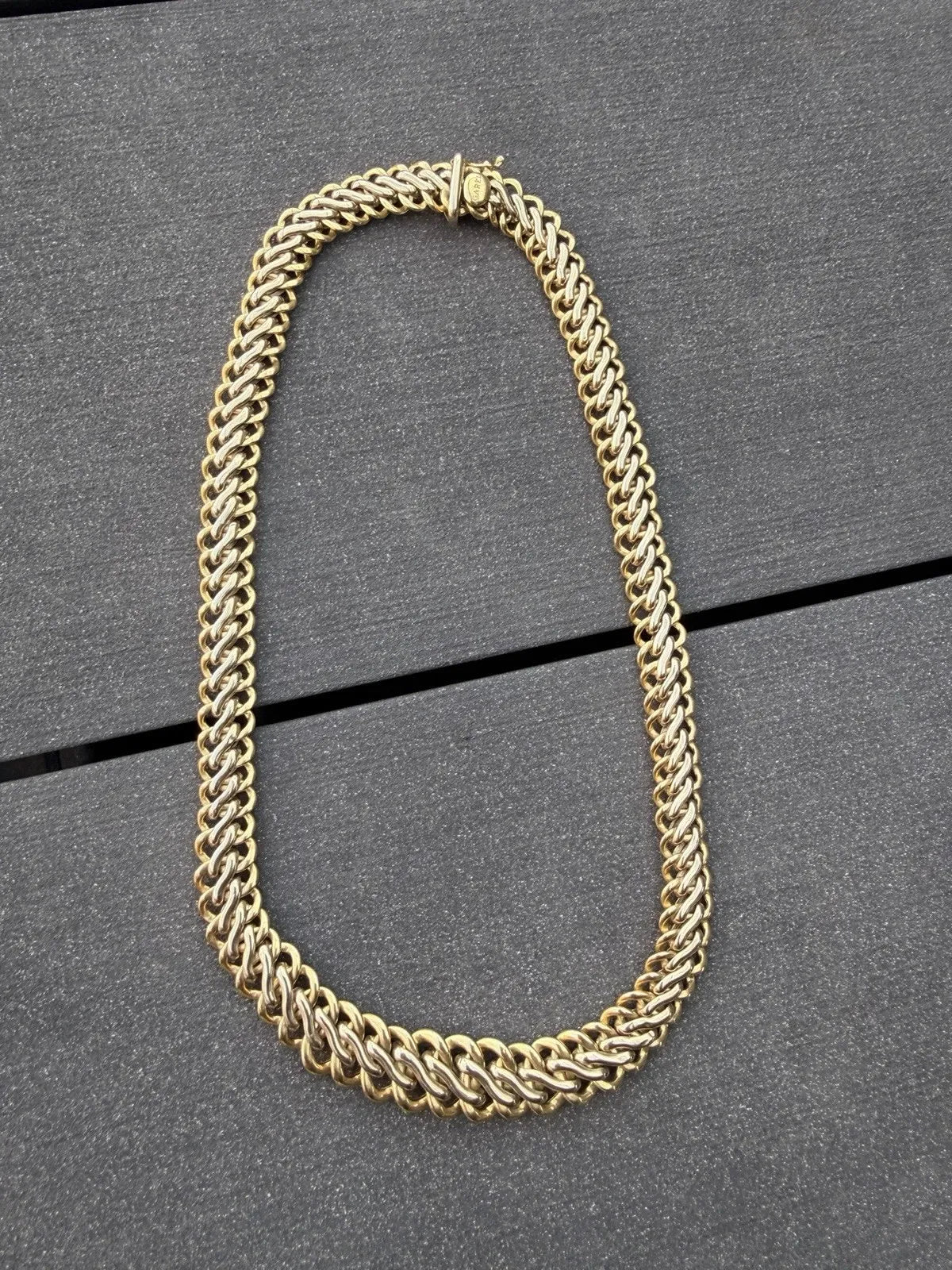 GAREL Paris 18K 750 Gold Necklace Two-Tone Braided Mesh Vintage 34.9 g