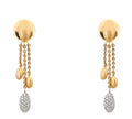 "Estate Pave Diamond Three" Dangle Earrings with Gold Tassels, in 18 Carat Yellow and White Gold