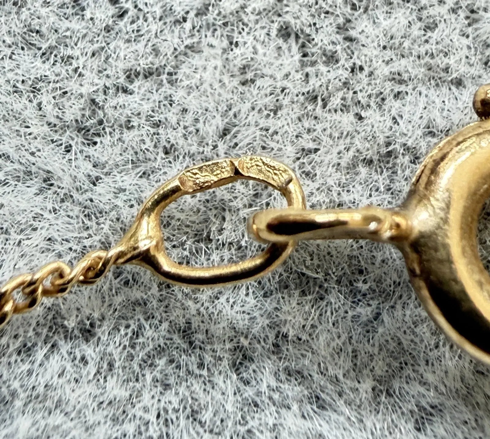 18K Solid Gold Necklace with Burgundy Stone - 40 cm