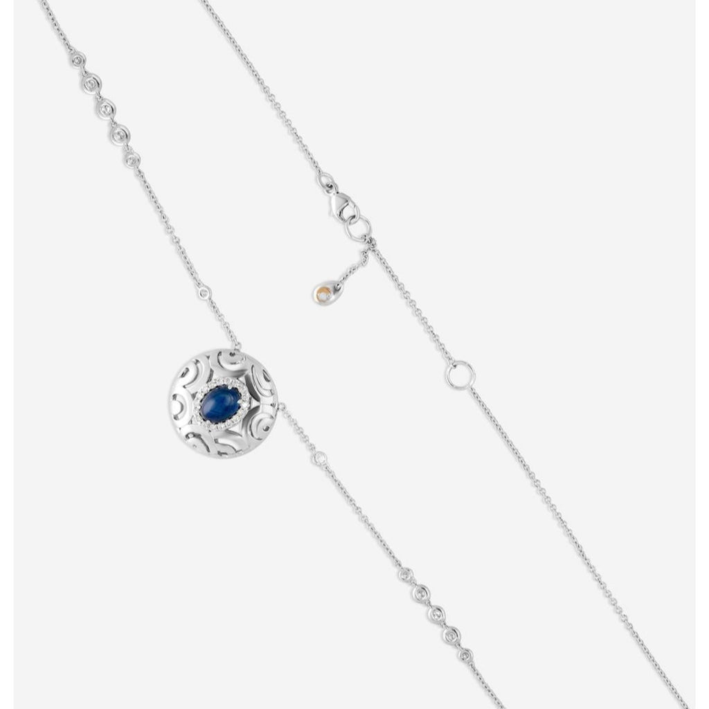 Crivelli Ricami Luci "Diamond & Sapphire" pendant necklace in 18k white gold
