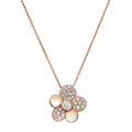 Crivelli Margherita necklace with large diamond-set flower pendant, in 18k rose gold, 0.48 total carats