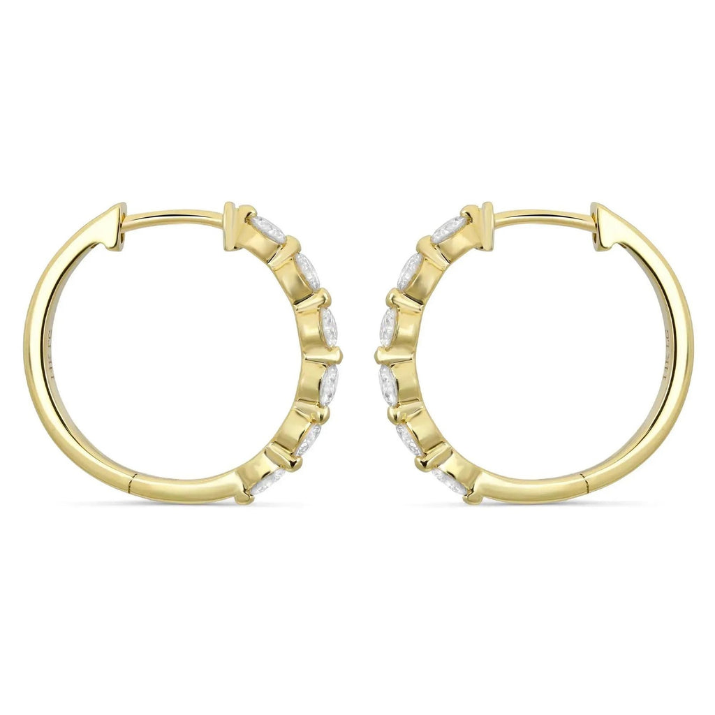 14K yellow gold huggie earrings, set with six round lab-grown diamonds, 1.08 ctw.