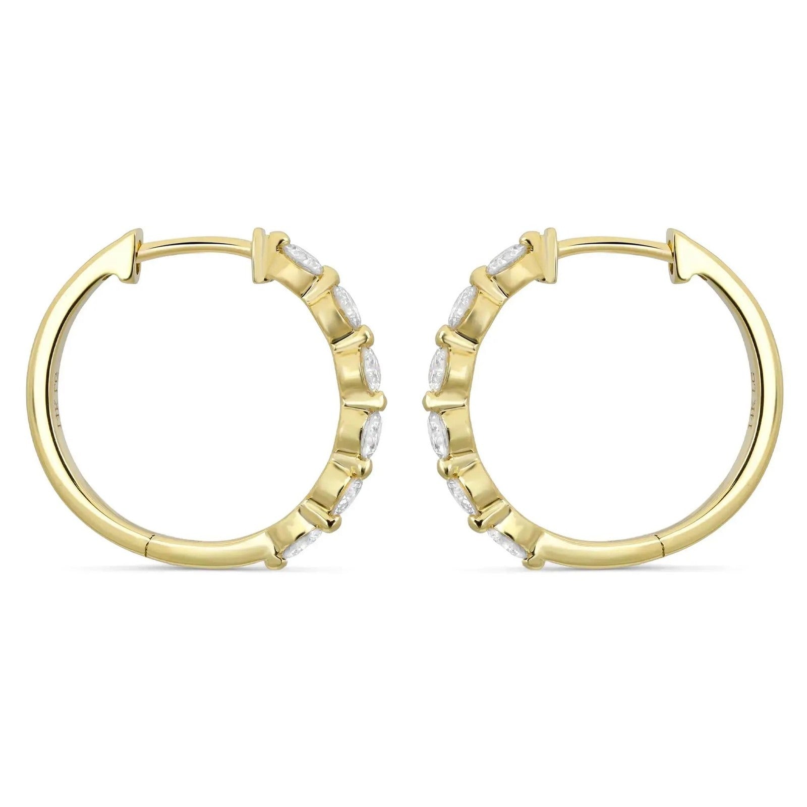 14K yellow gold huggie earrings, set with six round lab-grown diamonds, 1.08 ctw.