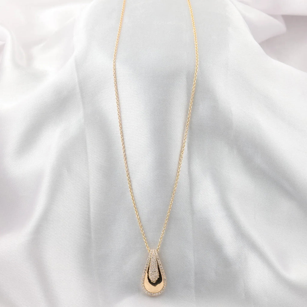 18K Solid Yellow Gold Chain Pendant With 0.48 Ct SI/H Natural Diamond