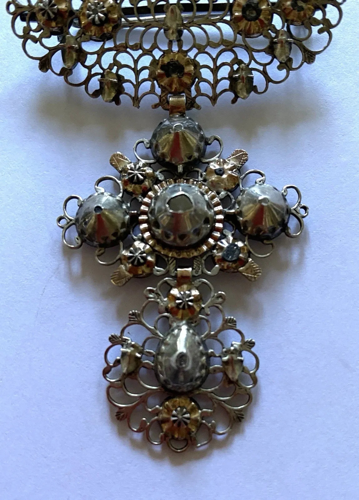 Early 19th Century Jewelry. Butterfly or Flemish Cross mounted as a Brooch. Silver, Gold