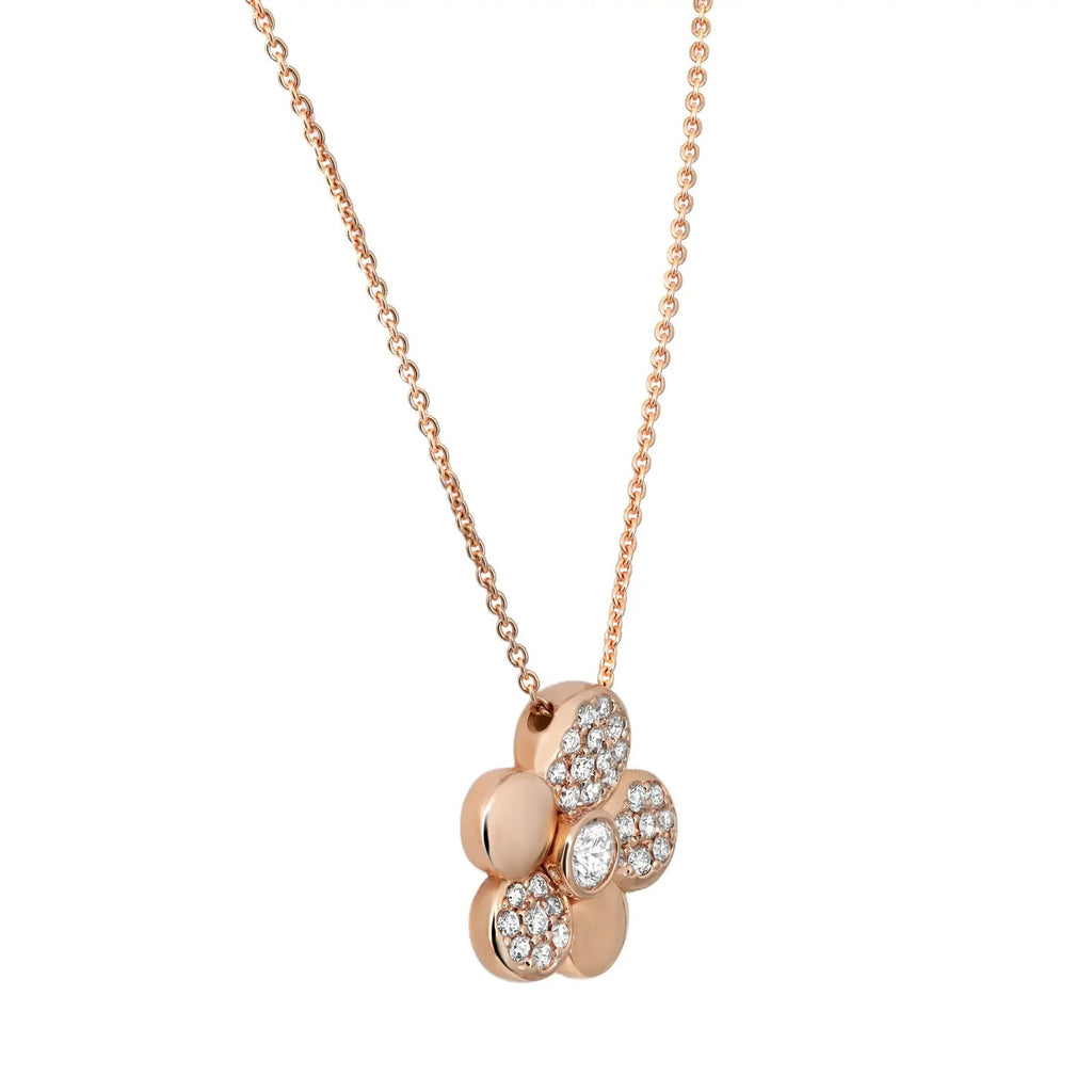 Crivelli Margherita necklace with large diamond-set flower pendant, in 18k rose gold, 0.48 total carats