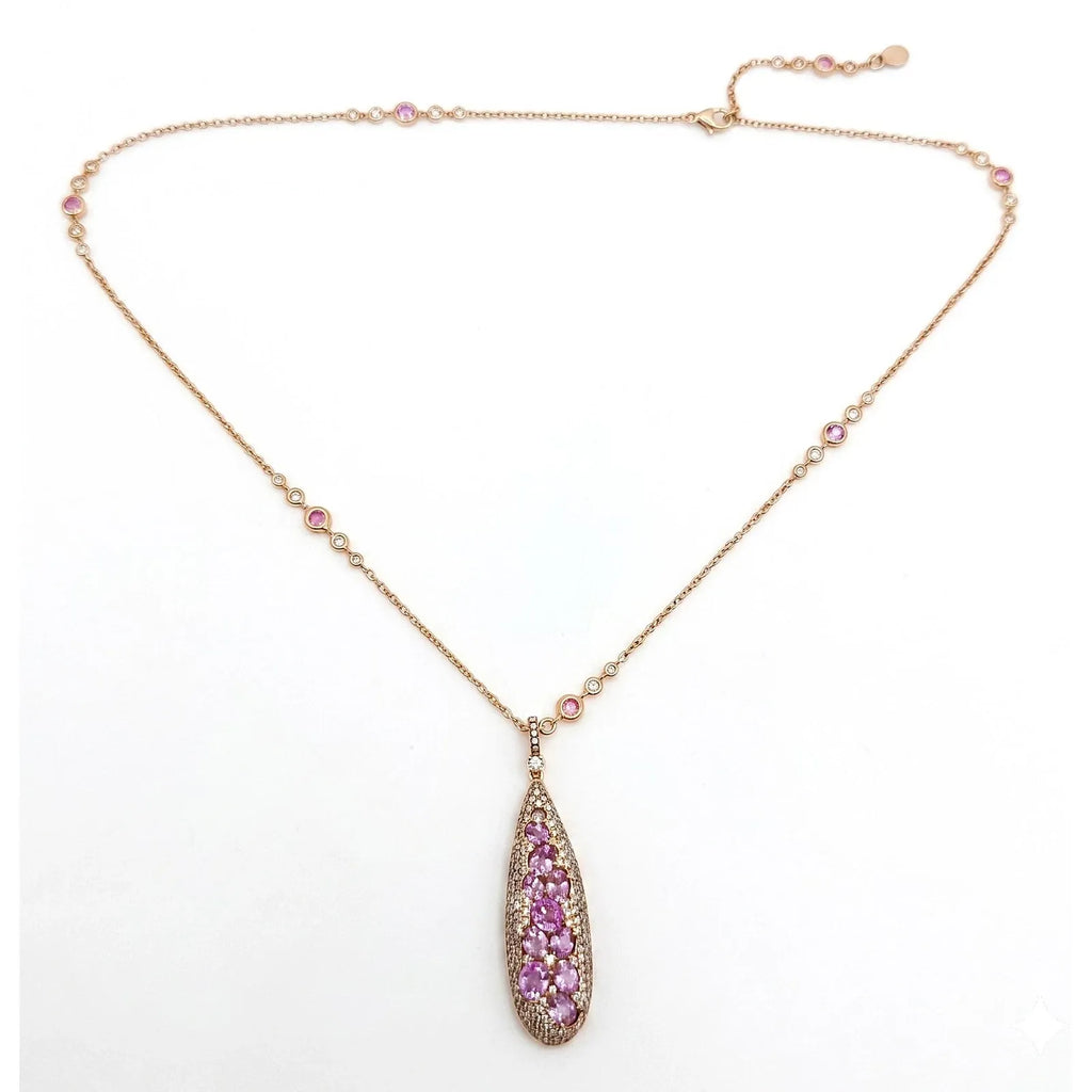 18kt Rose Gold "Crivelli Drop In Fantasy" Diamond and Sapphire Pendant Necklace