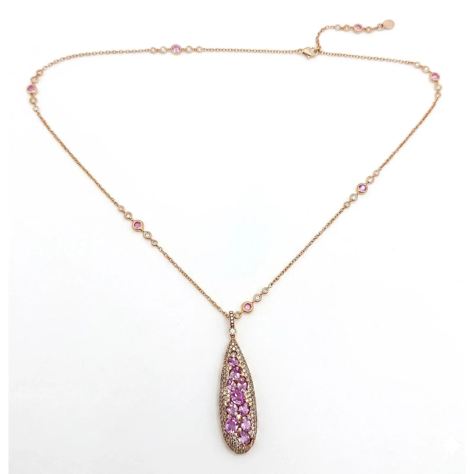 18kt Rose Gold "Crivelli Drop In Fantasy" Diamond and Sapphire Pendant Necklace