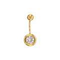 750/1000 Gold Closed-Set Zirconium Oxide Navel Piercing - Body Jewelry